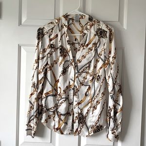 Blouse silk cache chains Versace style print